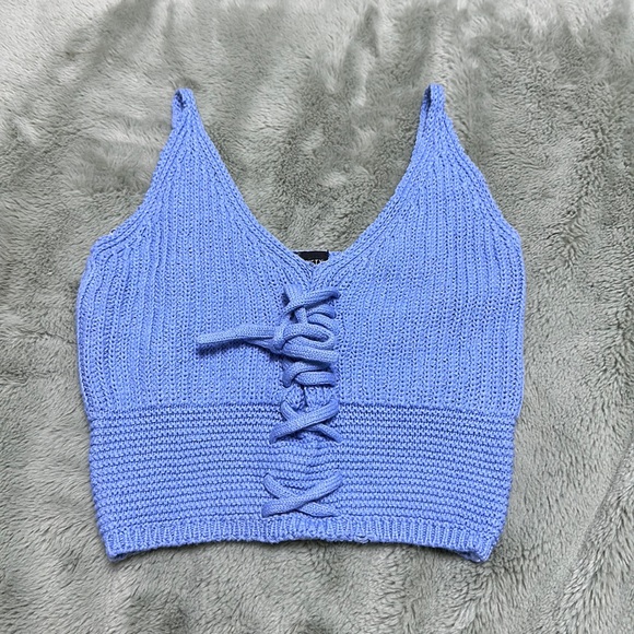 Urban planet Blue knitted crop top size small - Picture 1 of 2